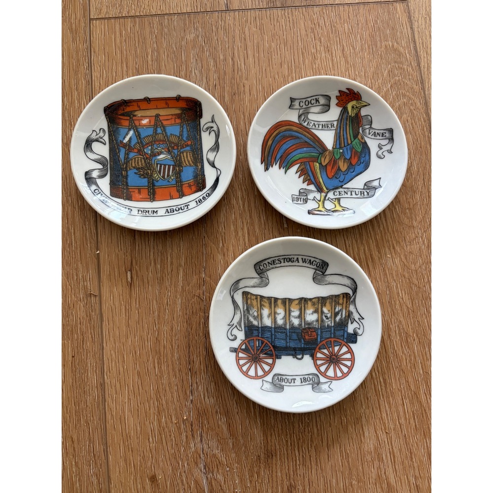 Vintage Lipper & Mann Japan Miniature Plates Set of 3 Americana Civil War Drum